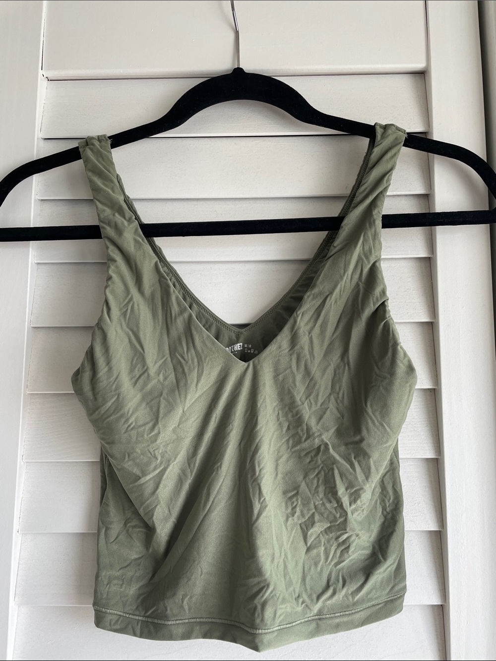 Aerie Smoothez Deep V-Neck Crop Top - Olive Green